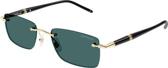 Montblanc Gold Mb0344s Rimless Square Sunglasses