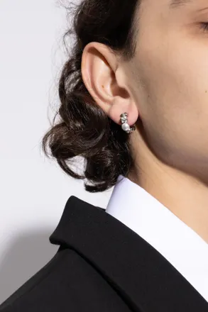 Alexander McQueen Single Earring With Skull Motif, Mens, Silver