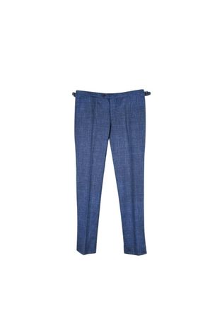 Thom Sweeney Blue Wool-Silk Tailored Trousers Size L