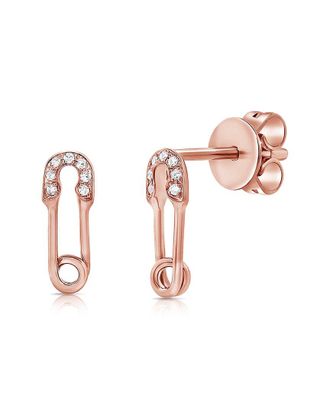 Sabrina Designs 14K Rose Gold 0.03 Ct. Tw. Diamond Safety Pin Earrings