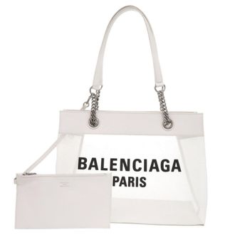 Balenciaga White Leather Mesh Tote Bag (Pre-Owned)