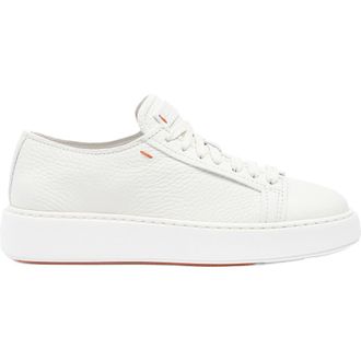 Santoni Womens tumbled leather sneaker in White at Nordstrom, Size 10.5