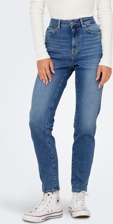 Only Straight-Jeans ONLY ONLEMILY STRETCH HW ST AK DNM CRO571NOOS, Damen, Gr. 25, L&auml;nge 32, blau (medium blau denim), Denim/Jeans, Obermaterial: 98% Baumwo