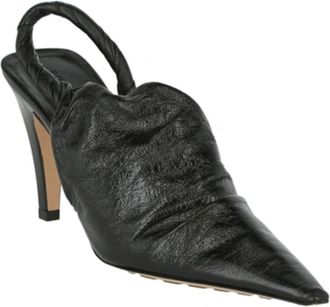Bottega Veneta Crinkled Leather Pointed-Toe Pump - Black