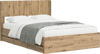 vidaXL Estructura De Cama Con Almacenamiento Y Cabecero Artisan Oak Vidaxl