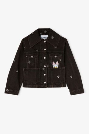 Ganni Brown Daisy Duck Denim Short Jacket - Size 34 Organic Cotton