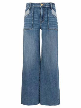 Kut from the Kloth Womens Maya Wide Leg Porkchop Pocket Jeans In Success Medium Base Wash