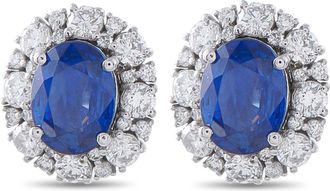 Luxury Bazaar Platinum 1.02ct Diamond and Sapphire Earrings MF35-041426