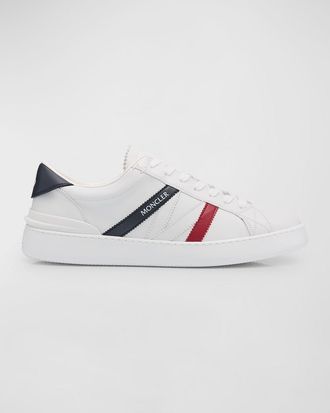 Moncler Mens Monaco M Leather Low-Top Sneakers