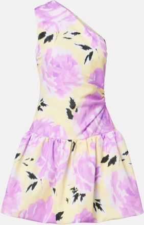 Patou Floral gathered one-shoulder faille minidress