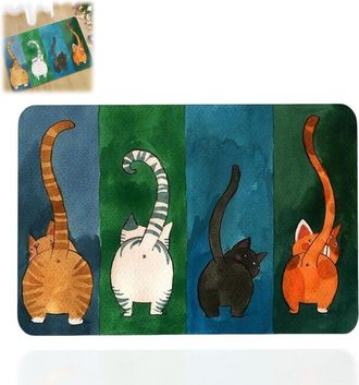 OEM Paillasson Chat - 45 X 70 Cm - Polyester - Dos Caoutchouc Antid&eacute;rapant - Int&eacute;rieur Ext&eacute;rieur - 1 Pi&egrave;ce