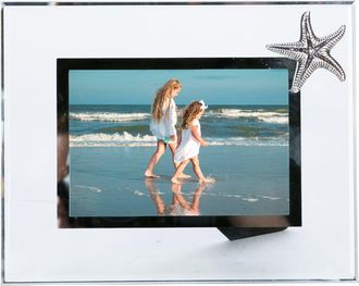 Beachcombers 4X6 Pewter Starfish Glass Picture Photo Frame in White at Nordstrom, Size Medium