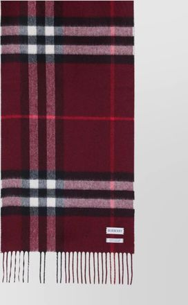 Burberry check patterned cashmere scarf fringed edges