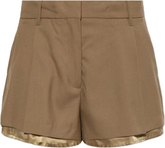 Marni Korte Broeken, Dames, Bruin, S, Wol, Wool Shorts met Zichtbare Voering