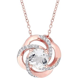 Delmar 18K Rose Gold Vermeil White Topaz Swirl Pendant Necklace at Nordstrom Rack
