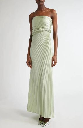 A.L.C. Layla Strapless Pleated Maxi Dress In Spearmint