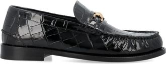 Versace Loafers, male, Black, Size: 11 1/2 US Black Crocodile Loafers Aw24