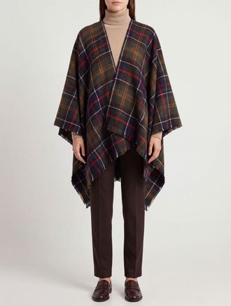 Barbour Sciarpa Montieth in fantasia tartan con bordi sfrangiati