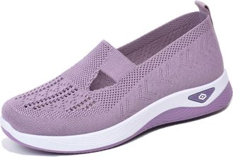 Generic Womens Slip-On Trainers | Wide Fit Breathable Mesh Walking Shoes | Comfort Arch Support Sneakers for UK Summer