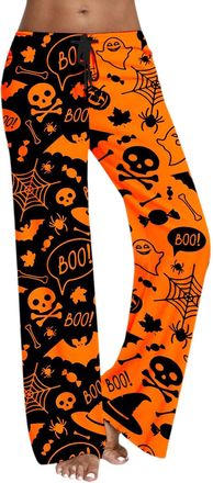 Generic Harem Trousers Halloween Pj Bottoms Womens Pants Suits Dressy Casual Goth Pjs for Women Pumpkin Leggings Plus Size Ladies Baggy 14 Adult Tights Outfit