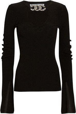 Alexander Wang Black ribbed knit chain detail top Size XS