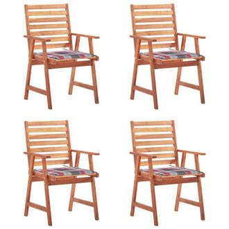 vidaXL Vidaxl - Sillas Comedor De Jard&iacute;n Y Cojines 4 Uds Madera Maciza Acacia