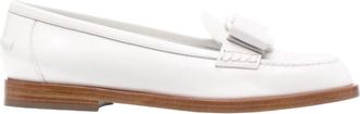 Ferragamo Womens Viva Bow-Embellished Loafers In White