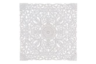 Giner&Colomer Cabecero entallado a mano blanco envejecido 120x120 cm