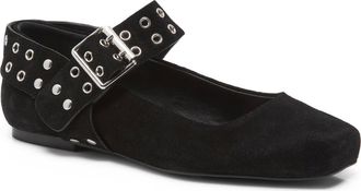 Free People Maggie Mary Jane Flat in Black Suede at Nordstrom, Size 7.5