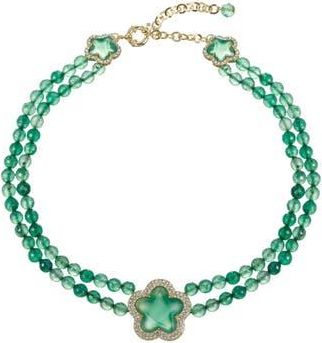 Eye Candy Los Angeles Yasmin Green Agate Clover Necklace at Nordstrom Rack