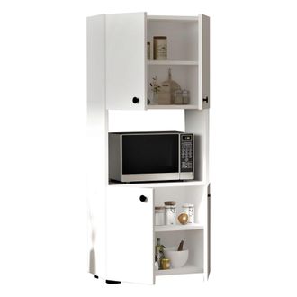 Dmora Aparador Sestu, Mueble 2 Estantes, 4 Puertas, 5 Compartimentos, 60x31x140h Cm Blanco