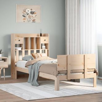 Berkfield Home Bookcase Bed without Mattress 90x200cm Solid Wood Pine in Brown | Size: 90x200 cm