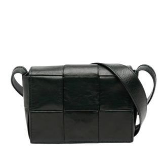 Bottega Veneta Pre-owned Cross Body Bags, female, Green, Size: ONE SIZE Pre-owned Woven Nappa Crossbody Bag