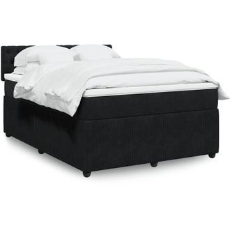 vidaXL Cama Box Spring Con Colch&oacute;n Terciopelo Negro 140x190 Cm Vidaxl