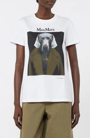 Max Mara Cotton Graphic T-Shirt in White at Nordstrom, Size X-Small