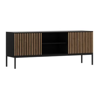 Petits Meubles Mueble tv 150 cm 2 puertas y madera tableros aglomerados negro