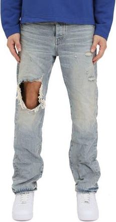 Purple P011 Knee Blowout Dirty Straight Leg Jeans in Light Indigo at Nordstrom Rack, Size 29