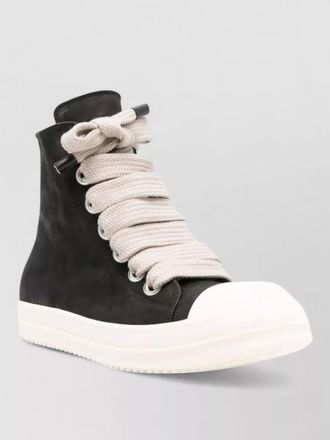 Rick Owens high top sneakers flat sole round toe