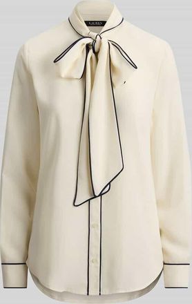 Lauren Ralph Lauren Regular Fit Schluppenbluse mit Kontrastn&auml;hten in Beige, Gr&ouml;&szlig;e XL