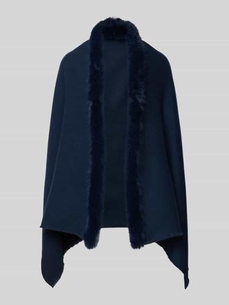 Fraas Poncho mit Kunstfellbesatz in Dunkelblau, Gr&ouml;&szlig;e 1