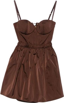Elisabetta Franchi Short Dresses, female, Brown, Size: S Womens Clothing Dress Brown Aw25
