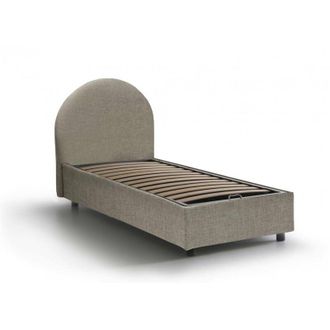 Dmora Letto singolo Daim, Letto contenitore con rivestimento in tessuto, 100% Made in Italy, Apertura frontale, adatto per materasso Cm 80x190, Tortora