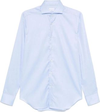 Xacus Overhemden, Heren, Blauw, S, Katoen, Blauw Katoenen Popeline Overhemd Franse Kraag