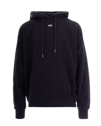 Off-white Black Hoodie with Adjustable Drawstring and Kangaroo Pocket