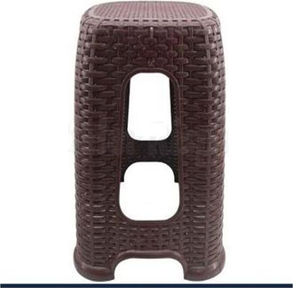 Trade Shop Trade Shop - Sedia Sgabello In Plastica Interni Esterni Multiuso Casa 30x30x45cm Rattan