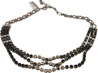 Mariana Antiqued Silver Extra Fancy Three Strand Crystal Necklace In Elegant Black And Gray