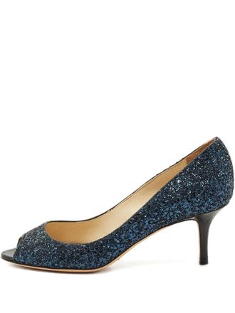 Jimmy Choo London Isabel glitter peep-toe sandals - Blue