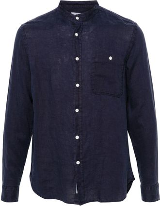 Woolrich long-sleeve linen shirt - men - Linen/Flax - S - Blue