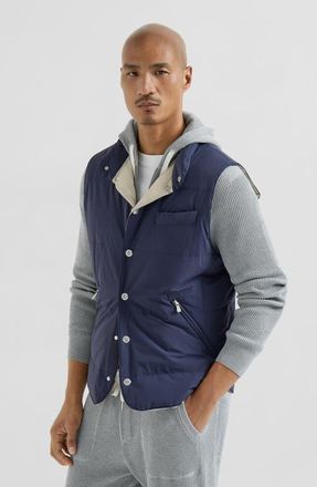 Brunello Cucinelli Nylon down vest in Blue at Nordstrom, Size Xxx-Large Eu