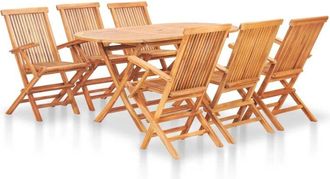 vidaXL 7 Piece Folding Outdoor Dining Set Solid Teak Wood Vidaxl